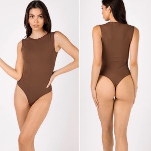 UNLABELED Luxe Compression Buttery Soft Sleeveless Bodysuit Espresso S/M NEW